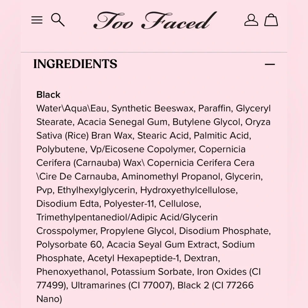 NIB Too Faced Better Than Sex Volumizing Mascara, Deepest Black, Full Sized 8 mL